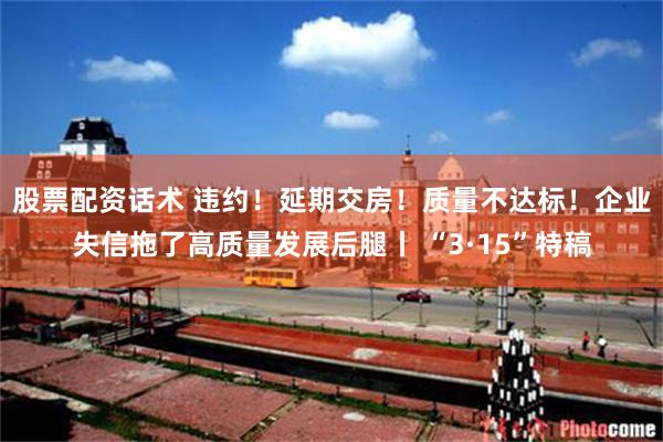 股票配资话术 违约！延期交房！质量不达标！企业失信拖了高质量发展后腿丨 “3·15”特稿