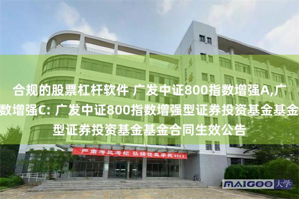 合规的股票杠杆软件 广发中证800指数增强A,广发中证800指数增强C: 广发中证800指数增强型证券投资基金基金合同生效公告