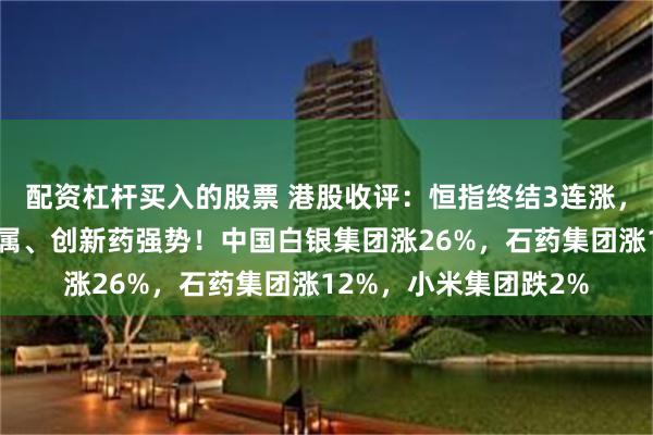 配资杠杆买入的股票 港股收评：恒指终结3连涨，科技股弱势，有色金属、创新药强势！中国白银集团涨26%，石药集团涨12%，小米集团跌2%